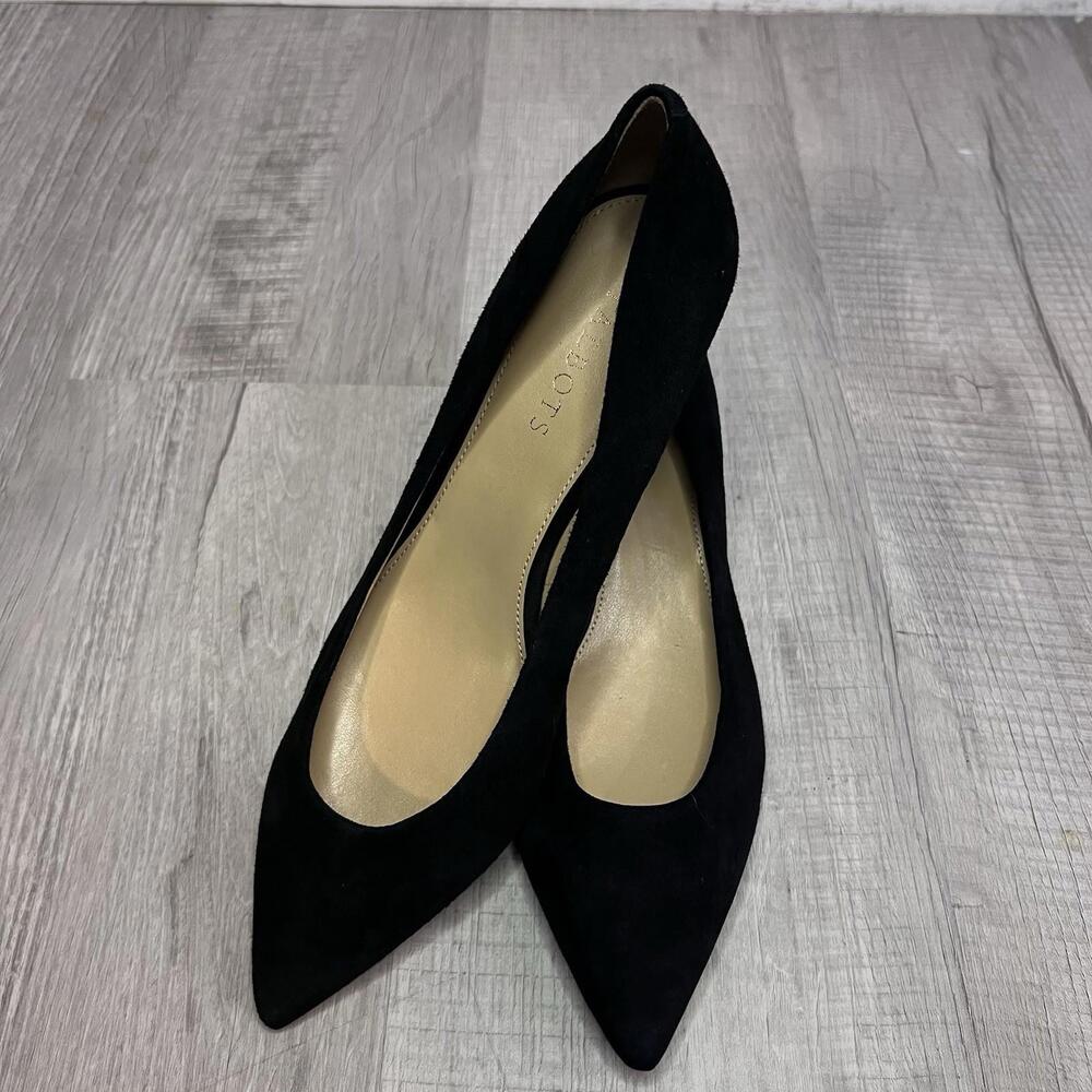 Talbots Laney black suede wedges leather heels Women’s Size 10M